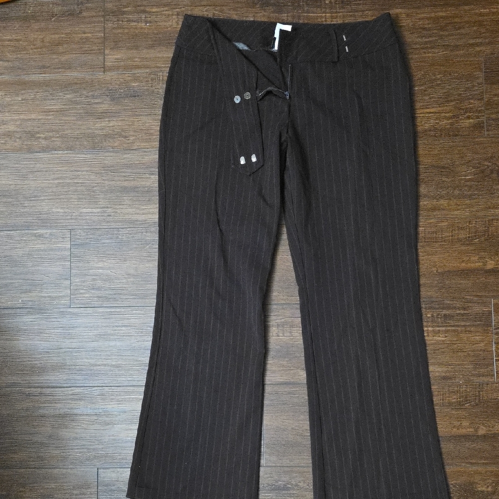 Studio Y Dark Brown Pinstripe Pants